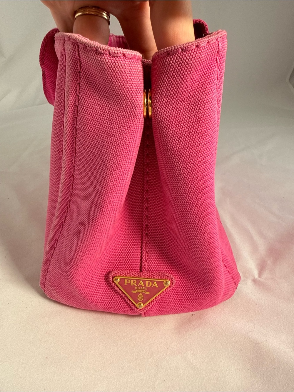 Prada Canapa Pink Canvas Tote Bag - Picture 3 of 7